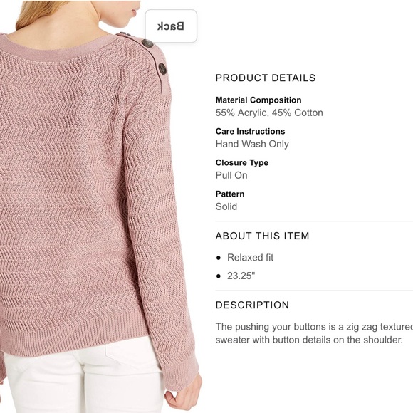 Button Shoulder Flared Sleeve Bateau Neckline Sweater - Picture 3 of 9